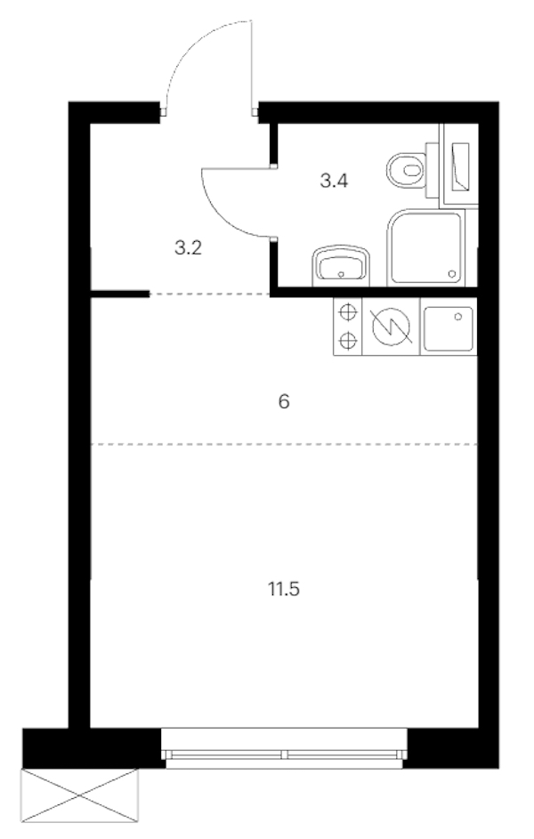 Квартира студия 24.1 м², 10/12 эт., ЖК «Шкиперский 19»